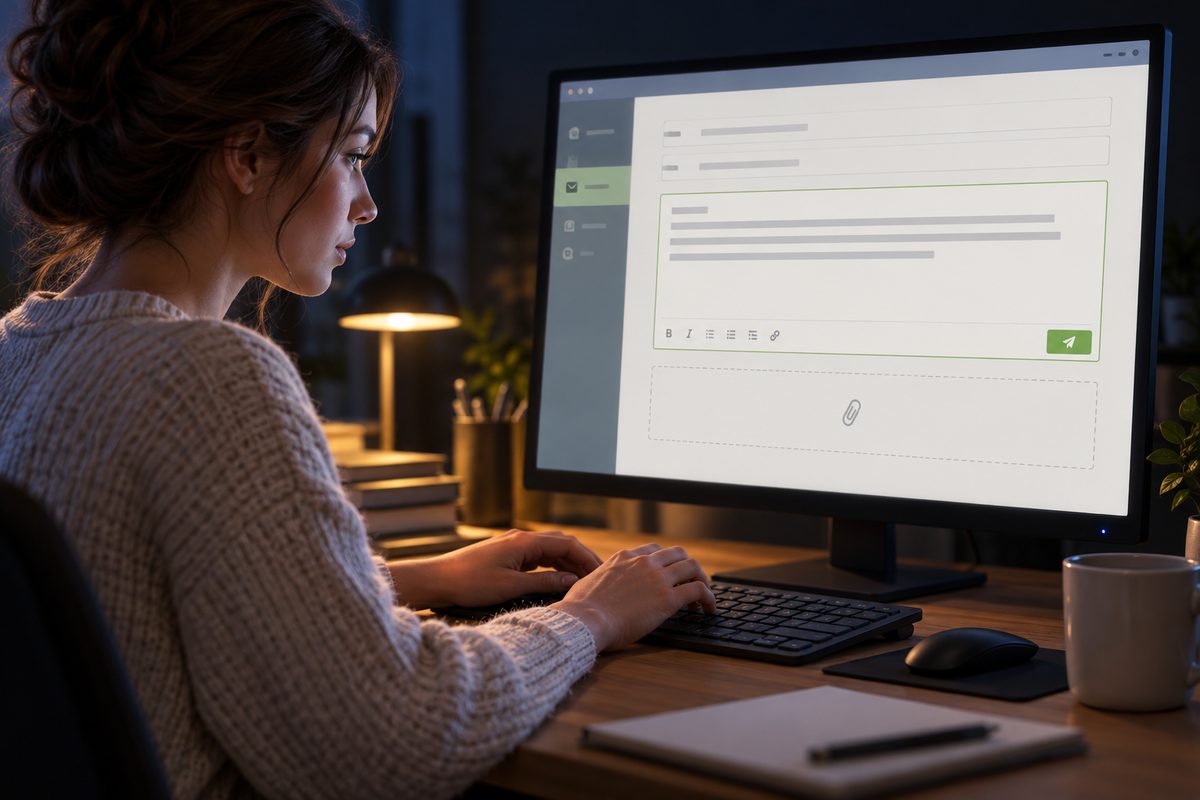 An illustrative software inquiry being composed without attached private documents.